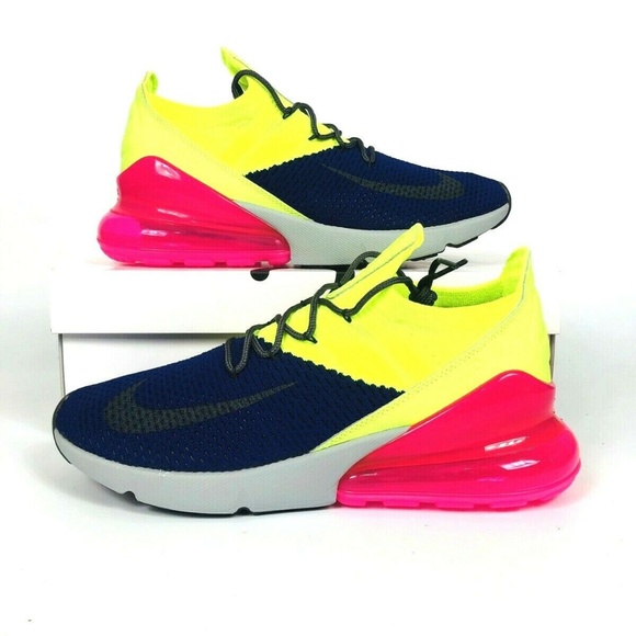 Regency Purple//Volt-Pink New Nike Men/'s Air Max 270 Flyknit Shoes AO1023-501